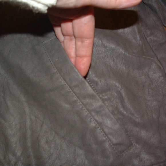 Loft Size 16 Gray Faux Nubuck Leather Moto Jacket (NWT) - Picture 6 of 14